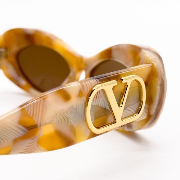 NEW VALENTINO SUNGLASSES VLS-178D HAVANA ORANGE/BROWN OVAL WOMEN EYEWEAR - Picture 4 of 7